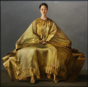 Woman In a Stunning Golden Dress